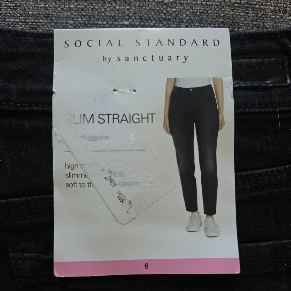 Social Standard by Sanctuary Women's‎ Black Denim Jeans Pants SLIM Straight 6